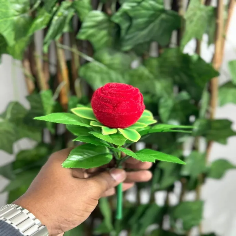 New Arrival Finger Ring With Red Rose Ring Box For Valentine Day